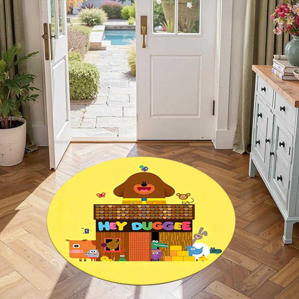 Duggee Round Carpet Suitable for Game Room Foyer Hallway Decorate room Anti-slip Round Rug Decorate Offices Best for Christmas