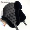 Natural Rabbit Fur Hats for Men Bomber Hats Ear Flaps Fluffy Tails Warm Stylish Winter Hat  Ushanka