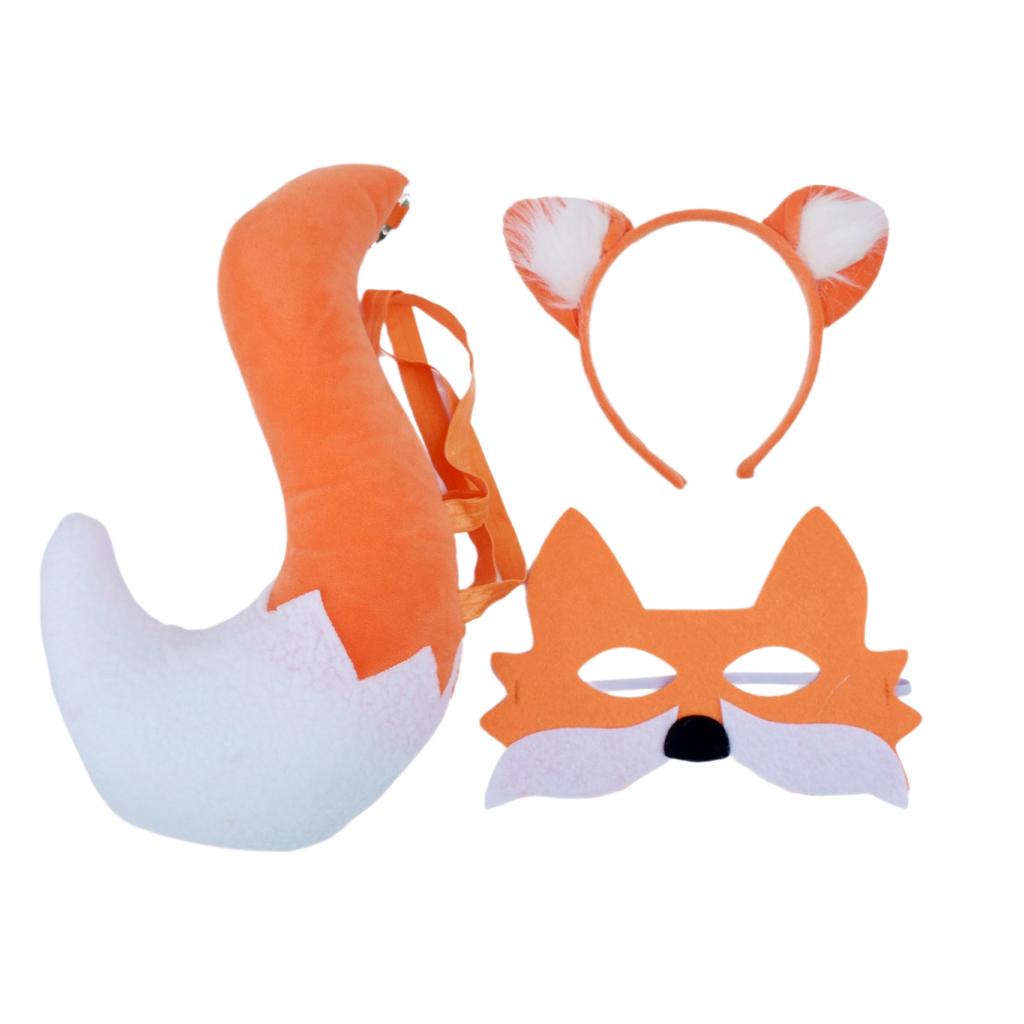 Long Fox Tail Fox Ears Headband Fox Tail and Ears Set Furry Fox Tail Fox Ear Headband Hair Hoop Faux Fur Fox Tail Kits