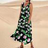 Women's Casual Comfortable Floral Print Sleeveless Cotton Pocket Dress