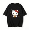 Летние футболки с принтом Hello Kitty для женщин, короткий рукав, 100% хлопок, семейные matching-наряды, топы, модные Y2k