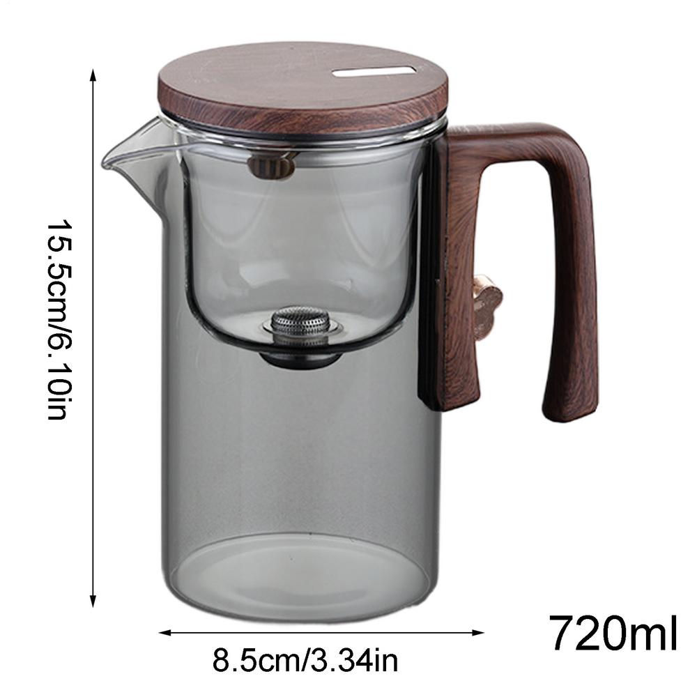 Glass Tea Kettle With Infuser Magnetic Suction Tea Making Artifact With Wooden Handle Tea Separation Filtering Glass Teapot