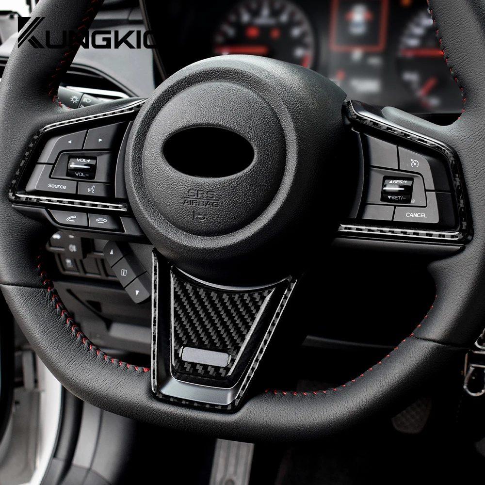 2PCS Soft Carbon Fiber Steering Wheel Center Sticker For Subaru WRX VB 2022 2023 2024 2025 2026 Car Interior Trim Accessories