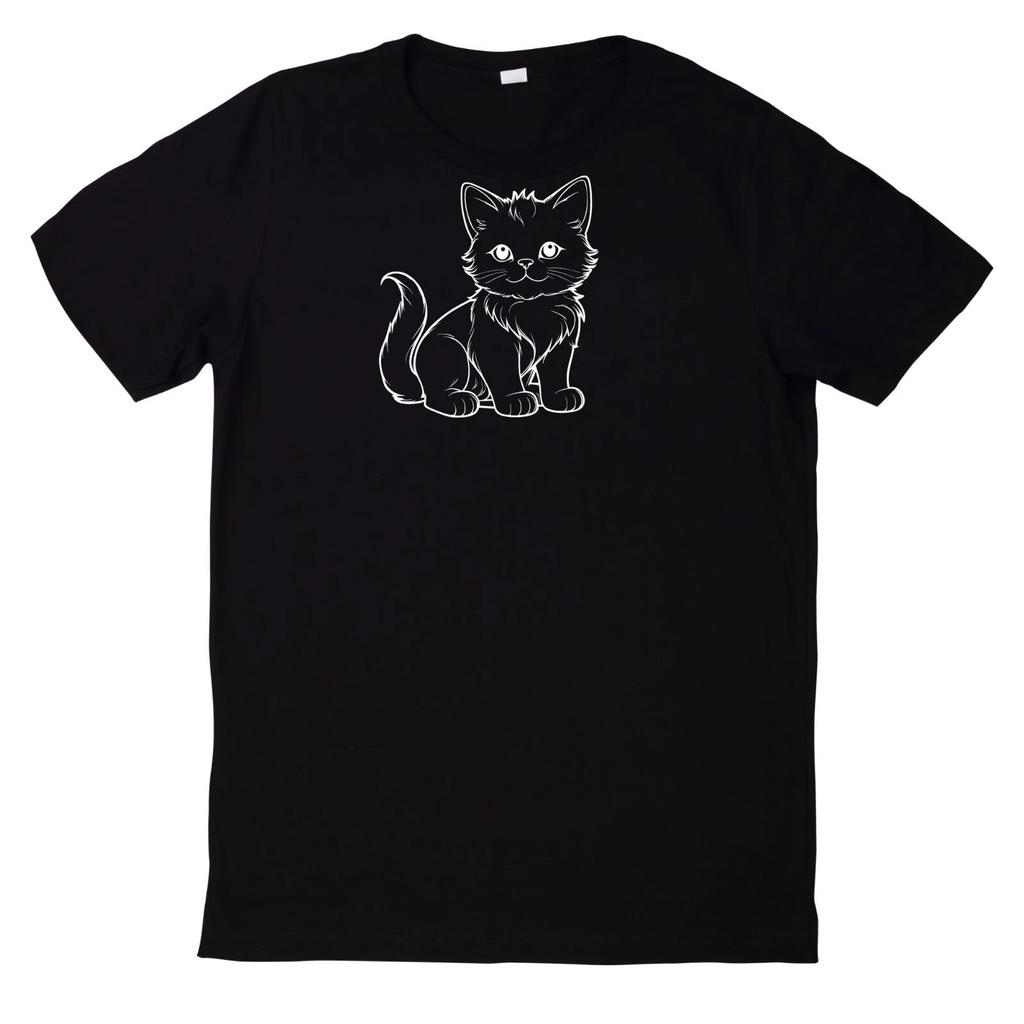 T-Shirt Katzengesicht Zeichnung Katze
