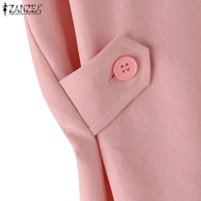 ZANZEA Женское повседневное платье-рубашка с отложным воротником и коротким рукавом