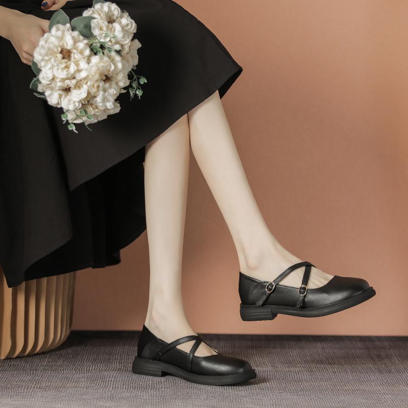 Туфли на плоской подошве из натуральной кожи Yuexinwang для женщин Huizhou, виноградные, черные, маленькие кожаные туфли, женские туфли в британском стиле, мокасины на толстой подошве