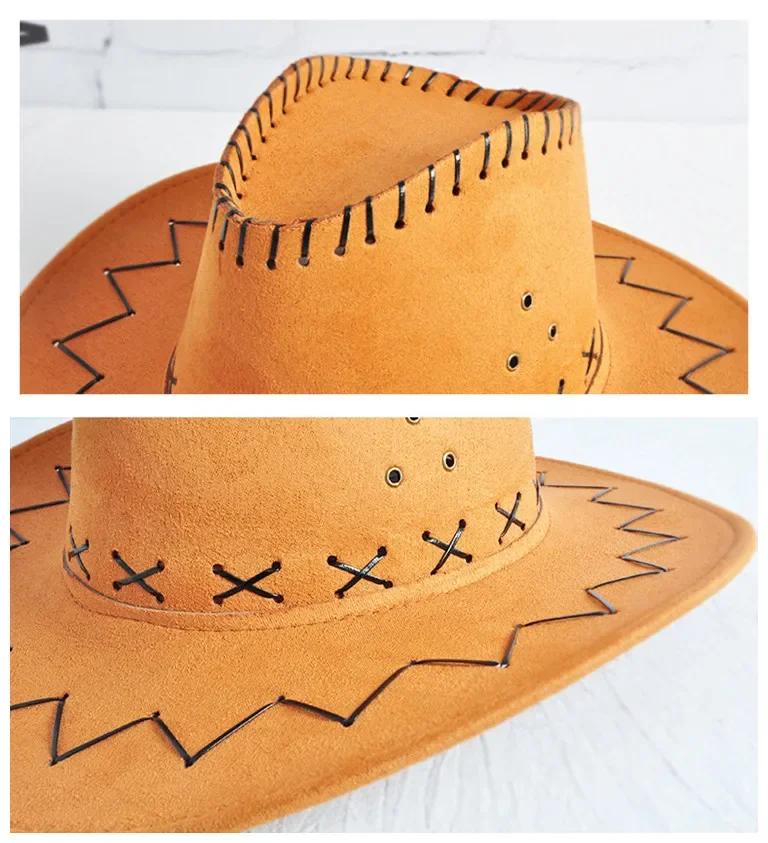 Солнечные шляпы в стиле западного ковбоя, ковбойские шляпы из искусственной замши с широкими полями, аксессуары для досуга для женщин, шляпы, украшения для головы, красивые шляпы