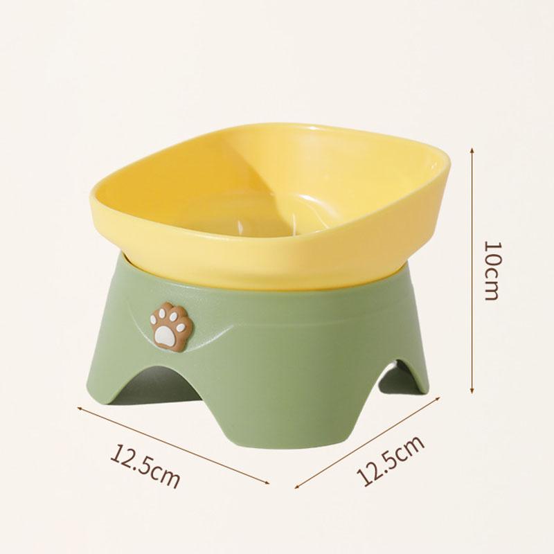 Raised Pet Gamelle with Neck Protection, Anti-slip, Tilted, Four-footed, Cat and Dog, Water and Food Dispenser, Anti-slip