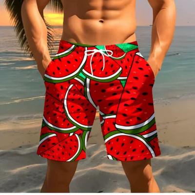2026 Summer Men's Watermelon Shorts Casual Pants Suitable for Daily Wear