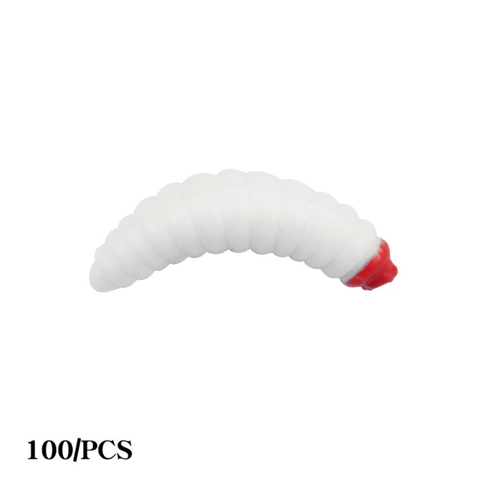 100 Pcs Bass Fishing Worms Lures Maggot Baits Bread Worm Silicone Soft Lure Set Lifelike Fake Earthworm Senko Bait For Freshwater Saltwater Fishing 0.