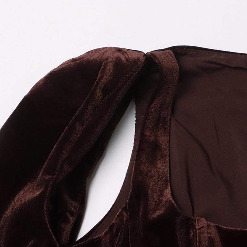 Платье из двух частей из искусственного бархата с переплетением: Весна 2025 г. Утягивающий длинный рукав для женщин