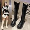 Women's 2025 Autumn/Winter Over-the-Knee Knight Leather Boots - Thick Sole, Zipper Riding Style