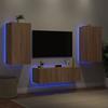 VidaXL Wall-Mounted TV Units with LED Lights 3 Pcs, Hanging Television Cabinets, Floating TV Furniture, Modern, Oak 3216876