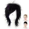 CaseEden Cosplay Wig, Short, 30cm, Heat-Resistant, Black Hair, Includes 2 Wig Nets