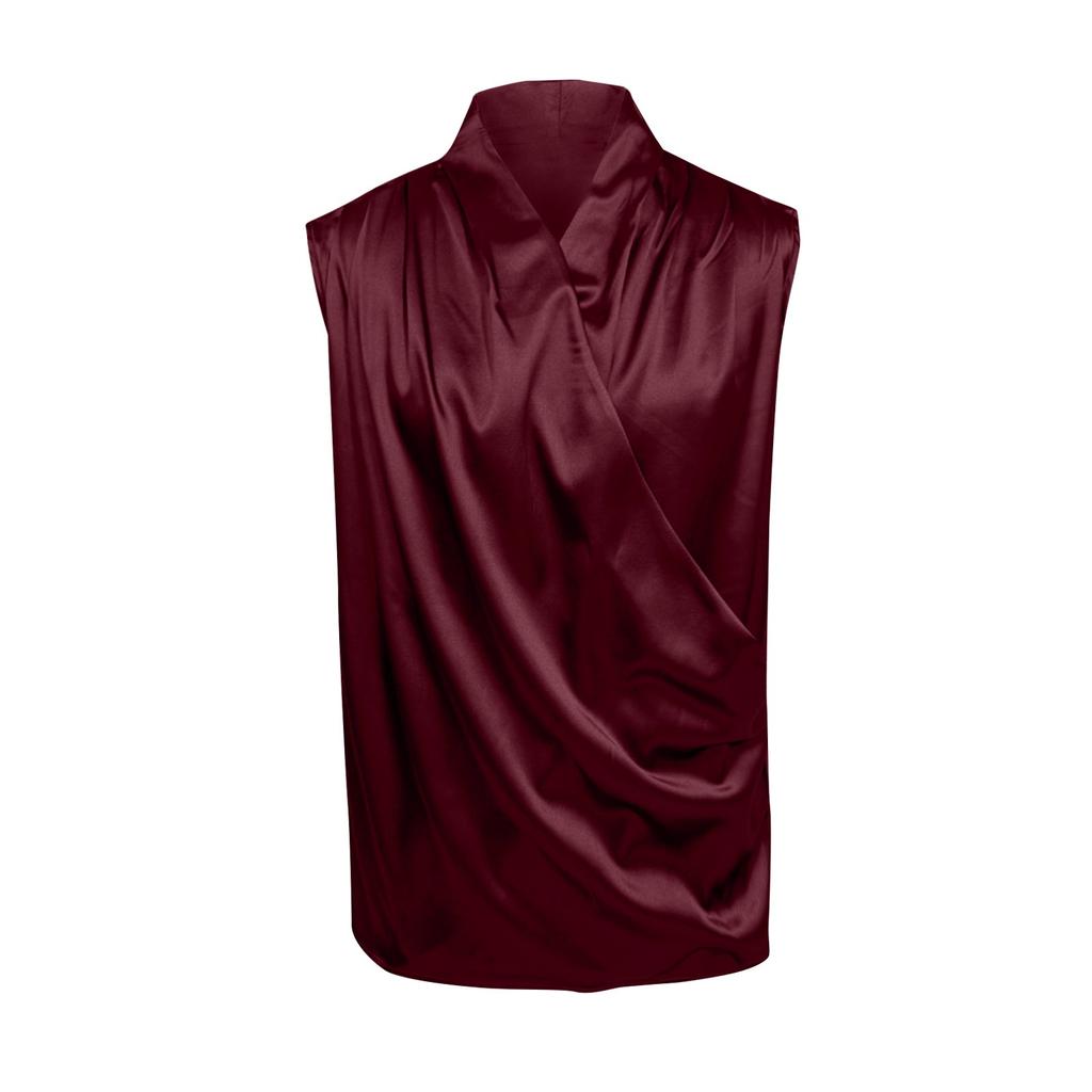 Женский топ-майка без рукавов с плиссировкой