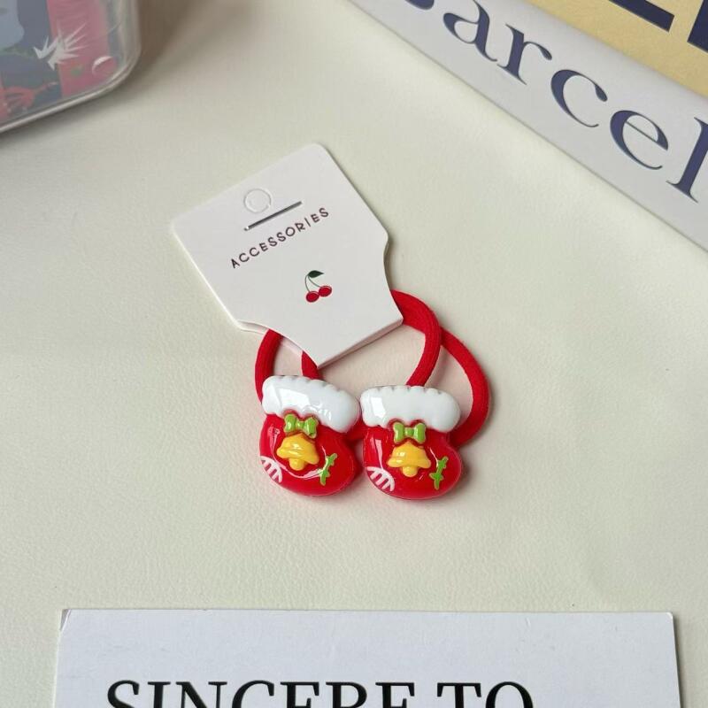 Детские рождественские резинки для волос, праздничные резинки для волос для девочек, конфетных цветов, высокоэластичные мягкие резинки для хвоста, праздничные аксессуары для волос