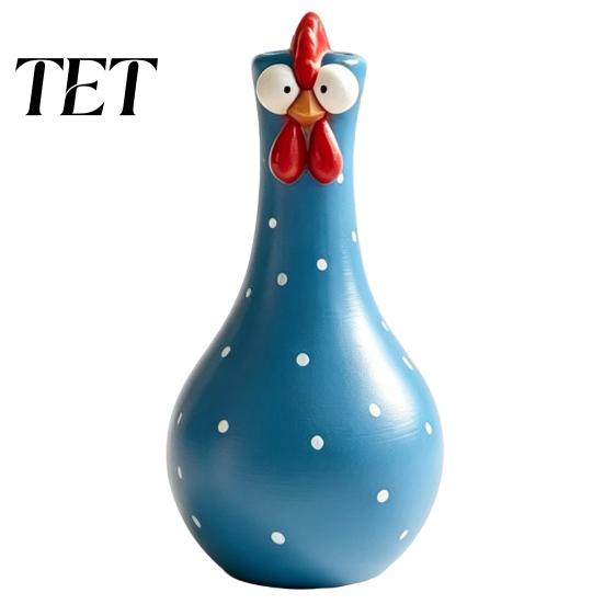 Creative Pet Lover Present Resin Big Eyed Chicken Vase for Flowers, Cute Animal Planter, Small Flower Holder Pot, Decorative Garden Statue Outdoor