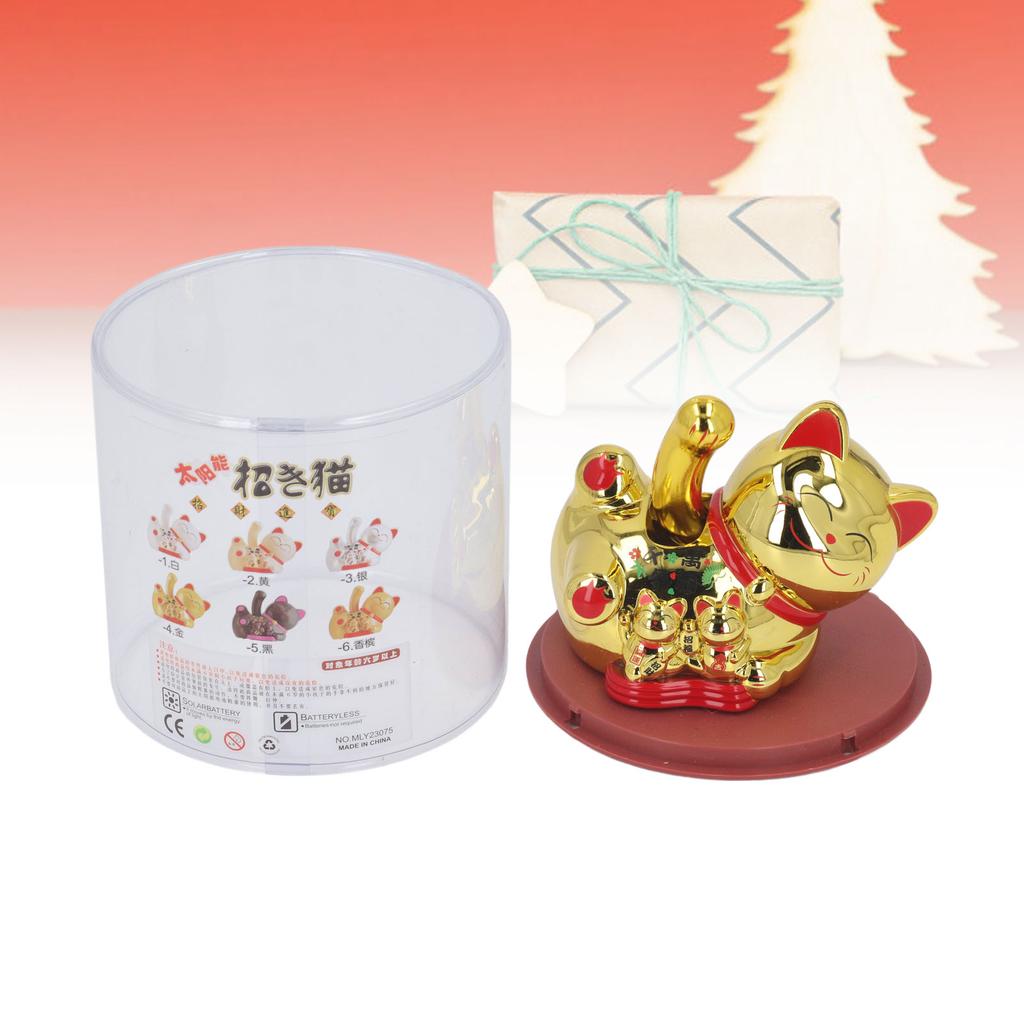 Solar Waving Cat Innovative Cute Auto Waving Arm Solar Powered Fortune Cat for Car Dashboard Checkout Counter Start Business