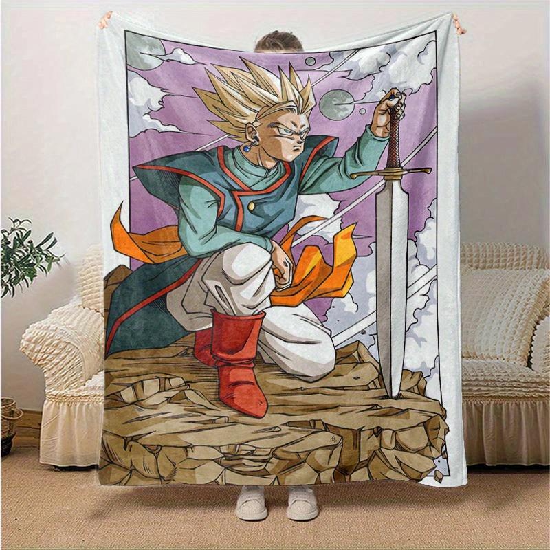 1pc, Dragon Warrior Home Decor: Super Saiyan Blanket, Perfect Gift for Bedroom, Living Room, Travel, Camping, Car, Beach, Office Naps. Cozy Flannel Th
