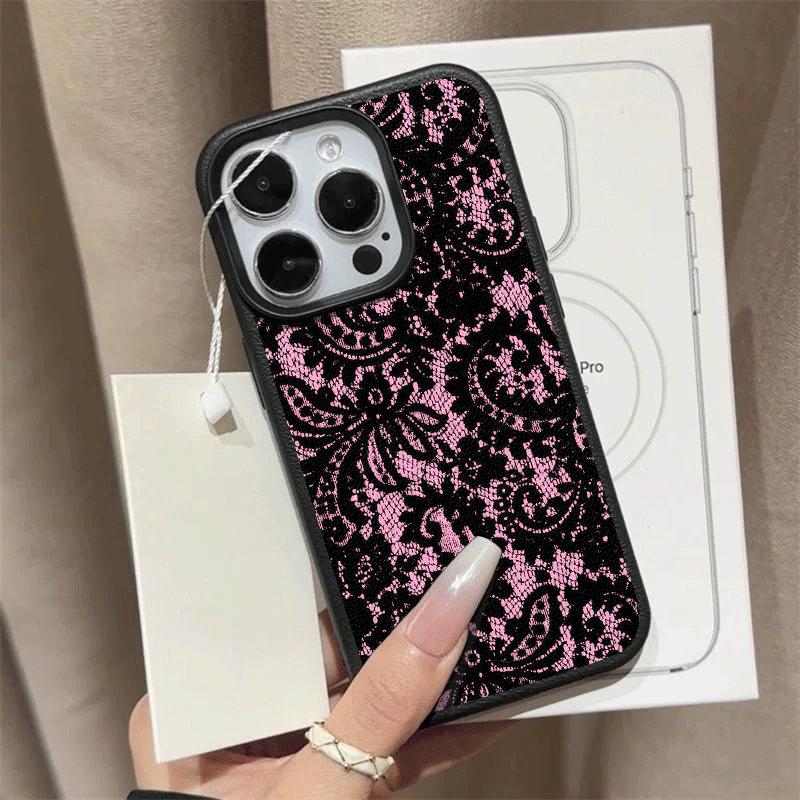 Стильный черный чехол с кружевным узором для iPhone 17 16 Pro 15 Plus 14 Pro 13 12 11 Pro MAX, грязеотталкивающий, с полным покрытием