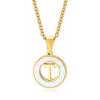Necklace for English Stainless Shell Initial Stylish Gift Women, Gold, T, Necklace, Steel, Hypoallergenic, Pendant, Coin, Necklace,