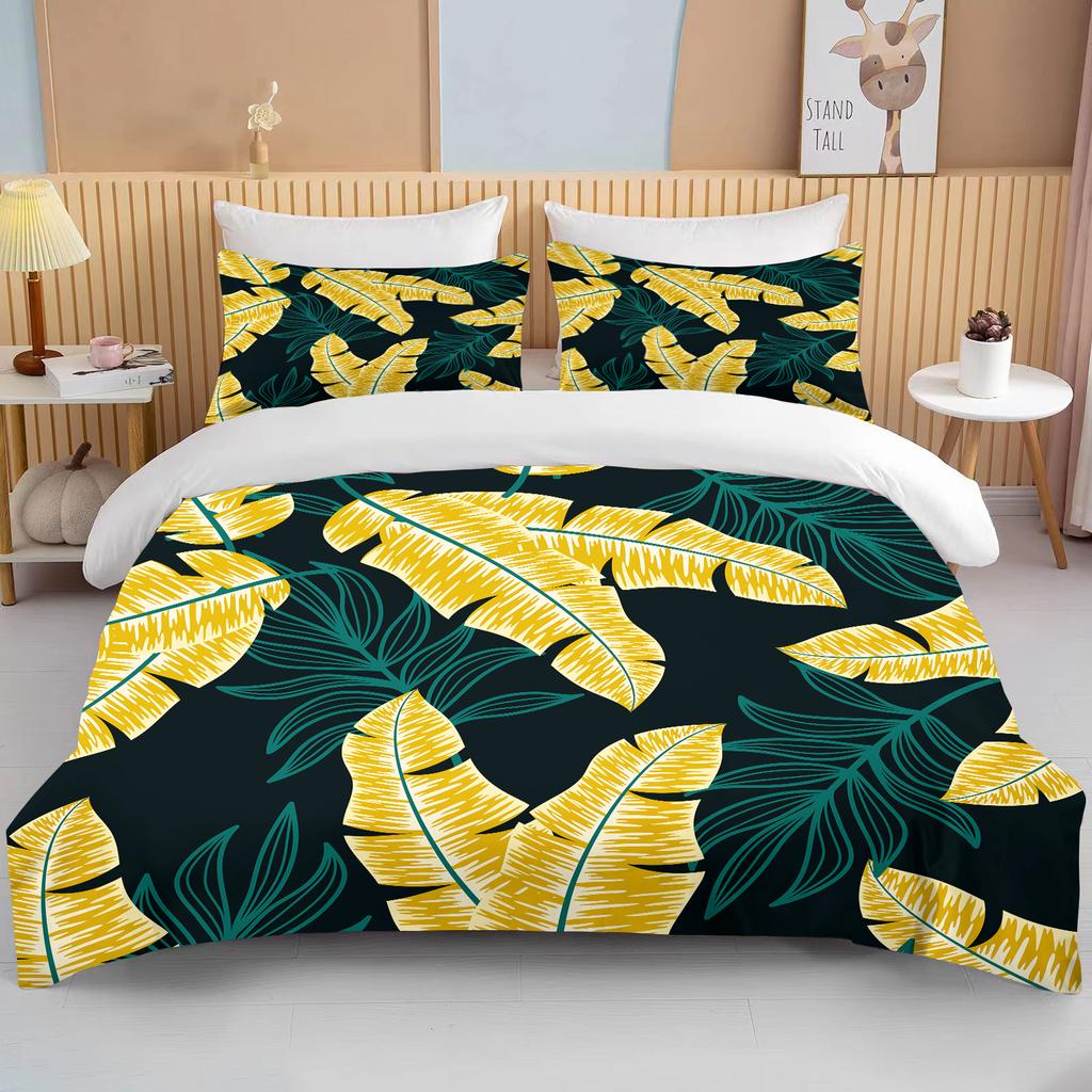 Tropical rainforest leaves queen bedding set king size double bed bedding set microfiber or polyester duvet set duvet cover