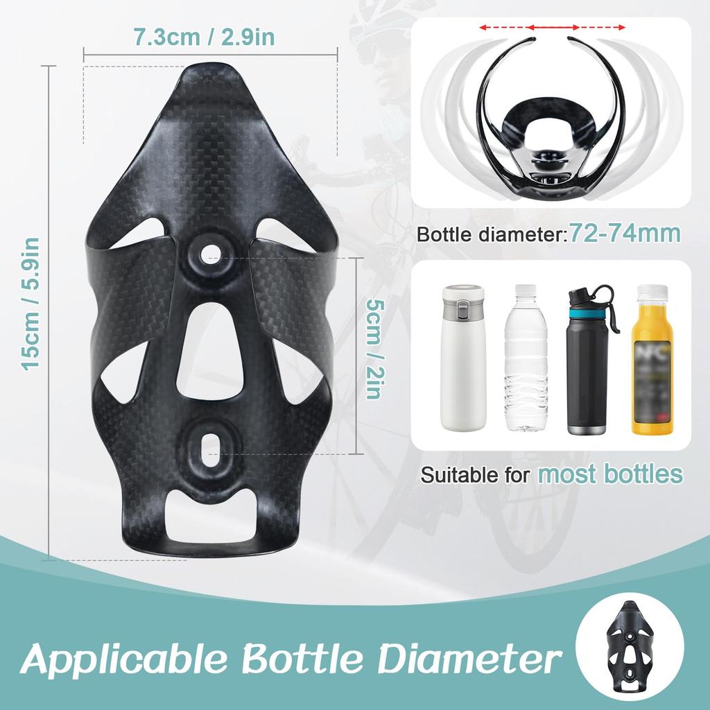 ROADNADO Carbon Bicycle Bottle Cages Carbon Fiber Bottle 25g Carbon Ultra Black (2-Piece Set), Holder, Fiber, Lightweight, Stretchy,