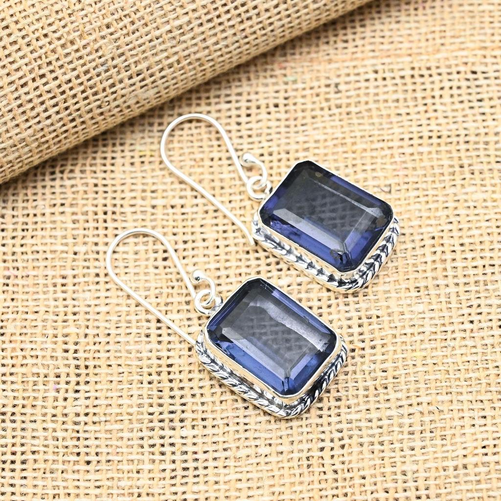 Восхитительные ювелирные серьги ручной работы из стерлингового серебра 925 пробы с драгоценным камнем иолит для нее