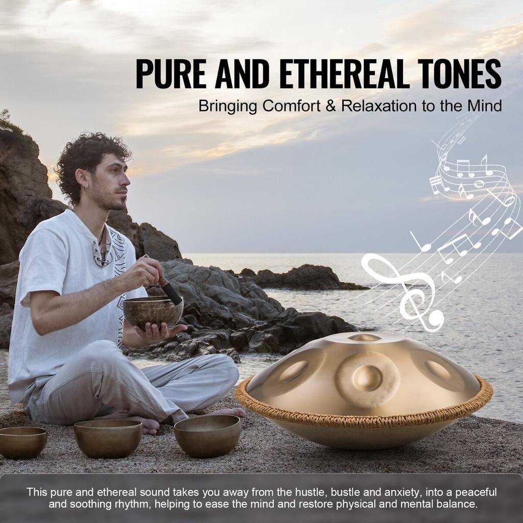Handpan Drum 22 in 9 Notes D Minor Steel Hand Drum with Mallets for Adult