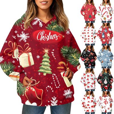 Женская модная толстовка с длинным рукавом, рождественский принт «Снеговик», «Снежинка», с капюшоном и карманом