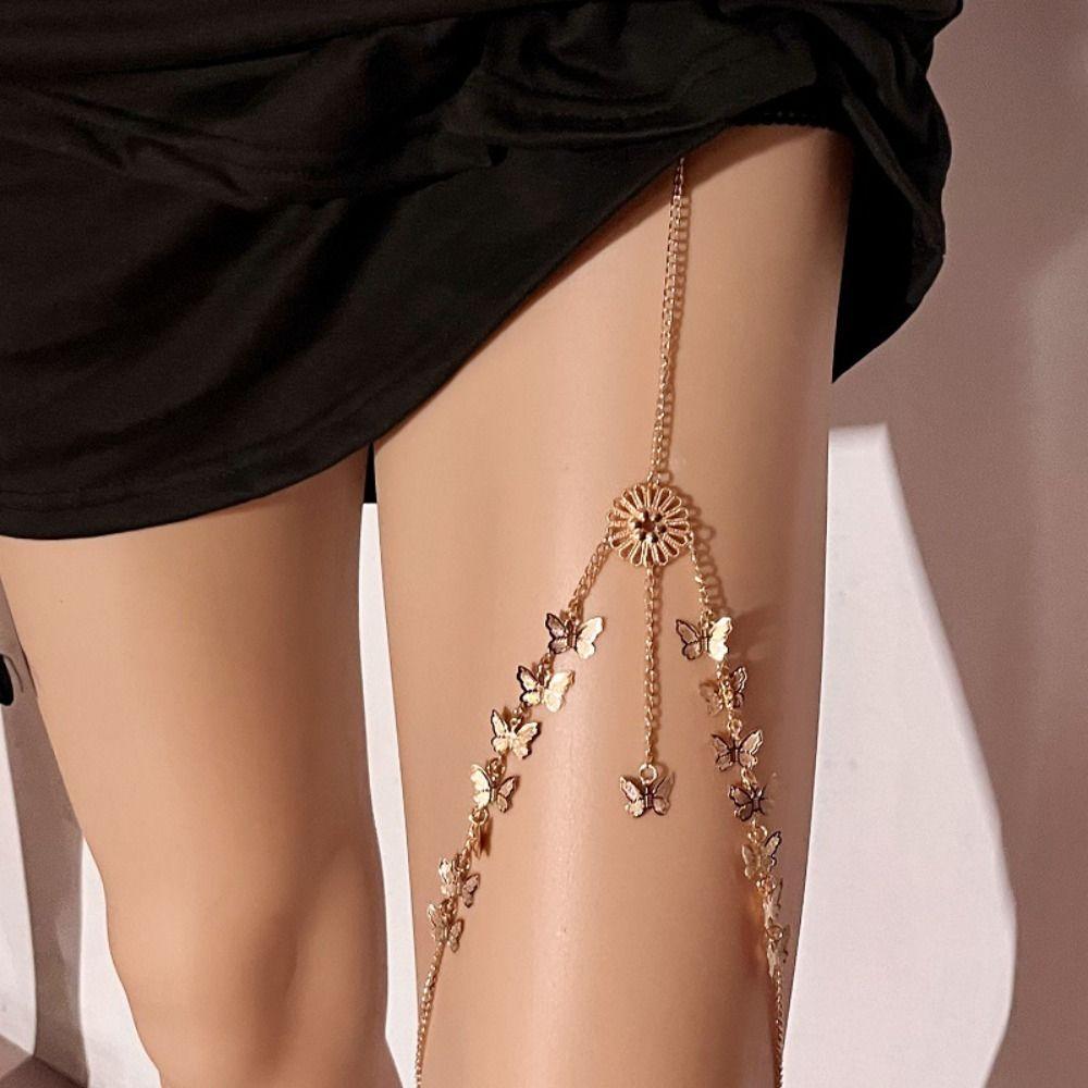 Butterfly Leg Thigh Chain Sunflower Zinc Zinc Alloy Leg Chain Geometric Thigh Body Chain Female Lady Girl