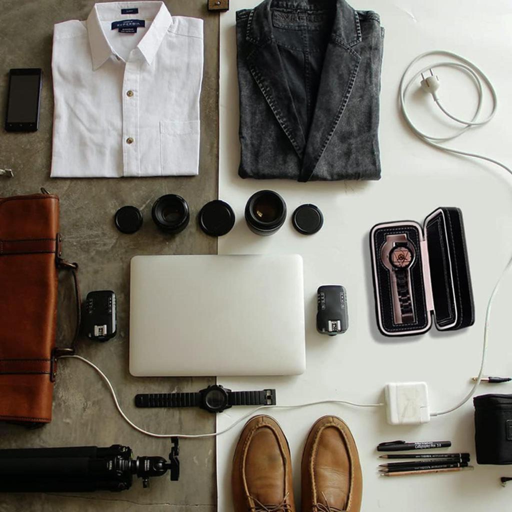 Slots Embedded Portable Travel Storage Bag For Watch/Daily Necessities Storage Box Leather Zipper Watch Box