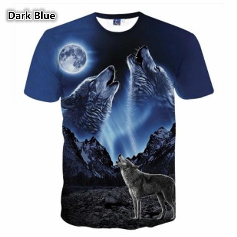 Модные футболки с принтом 3D волка для мужчин/женщин, крутая футболка с принтом, унисекс, футболка с коротким рукавом, большой размер