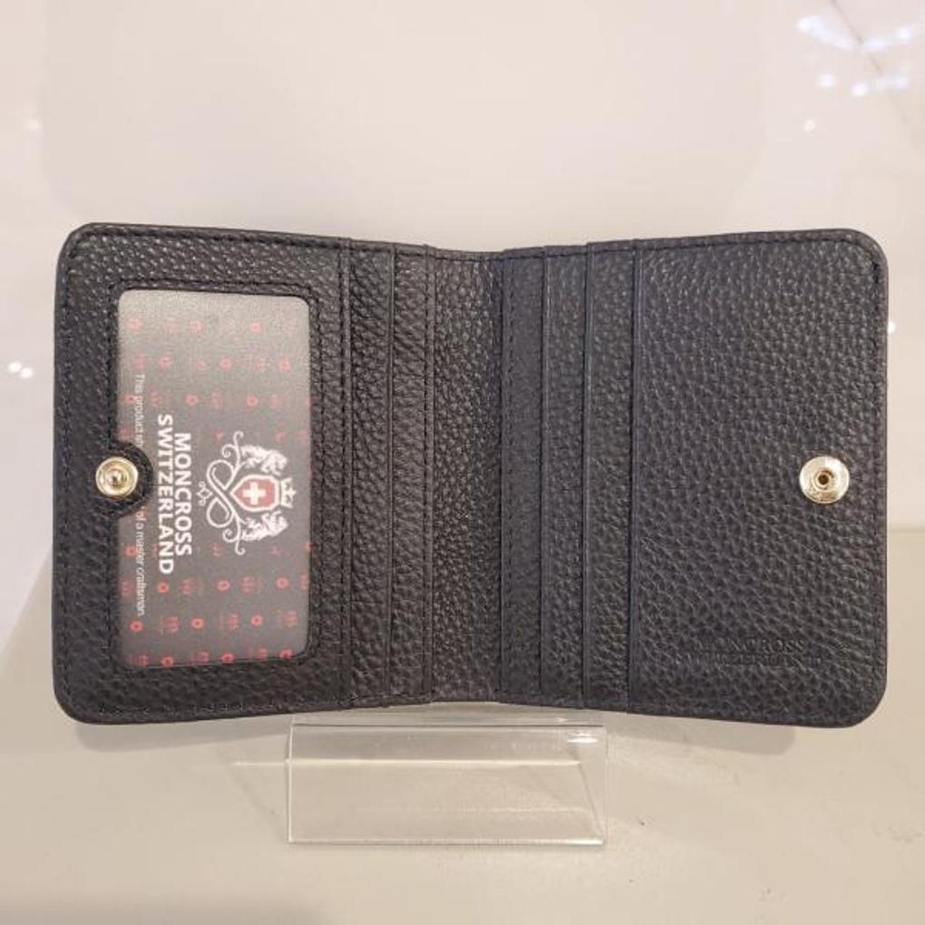 Moncross 8033BK Stitch Women's Cowhide Half Wallet