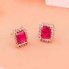 Дизайнерские серьги-гвоздики Estele квадратной формы с покрытием из розового золота и рубиновыми камнями, CZ для женщин
