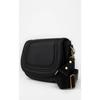 Women's Black 5 Compartment Lined Flap Snap Closure Hand and Shoulder Bag