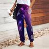 Women Multicolored Printing Pants Lace Up Elastic Waist Loose Trousers Casual Long Pants Trousers with Pockets