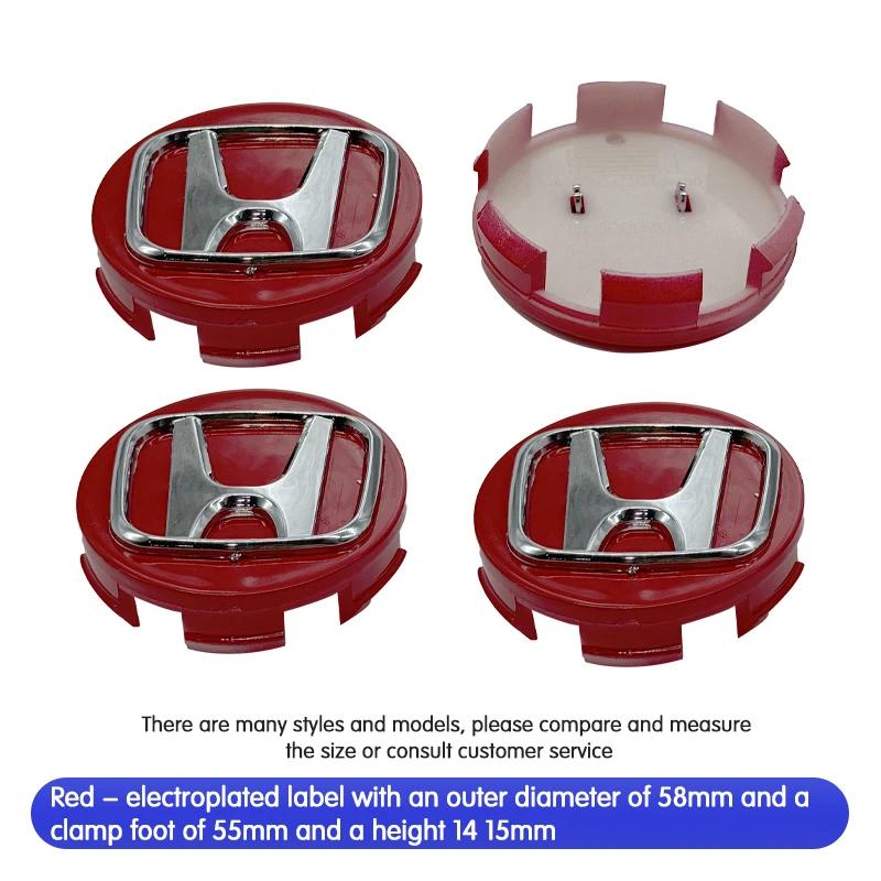 4pcs 58/62/69mm Car Wheel Center Hub Center Cap Rim Hub Dustproof Cover Emblemem For Honda Accord CRV XRV Civic Odysse Fit City