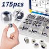 175PCS M3 M4 M5 M6 M8 M10 Locknuts Nylon Insert Lock Screw Cap Assortment Kit Hex Nuts DIY Projects
