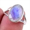 Натуральный Радужный Лунный Камень Драгоценный Камень 925 Проба Стерлинговое Серебро Кольцо Размер 7 O7m33