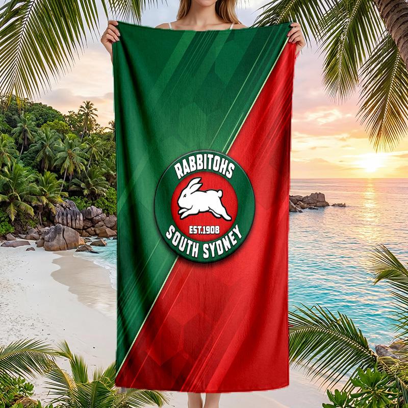South Sydney Rabbitohs Fashion Beach Towel Portable Soft Quick Dry Towel For Swimming Camping Holiday Use