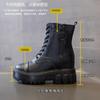 2024 New Leather Inner Height Increase British Style Hairy Locomotive Boots Casual Thick Short Boots Non-slip Warm Martin Boots Women