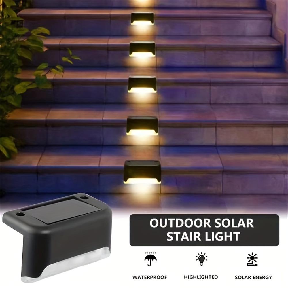 4pc Solar Step Stair Light Garden Outdoor Waterproof Stair Light Yard Fence Railing Patio Garden Decoration Solar Deck Light