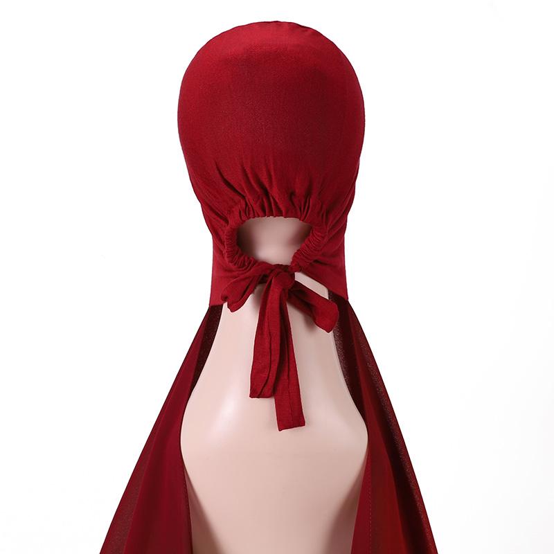 Мусульманский мгновенный хиджаб Женская шапочка с шифоновым шарфом Платок на голову Кепка Внутренняя повязка на голову Эластичный хиджаб Покрытие для головы Тюрбан