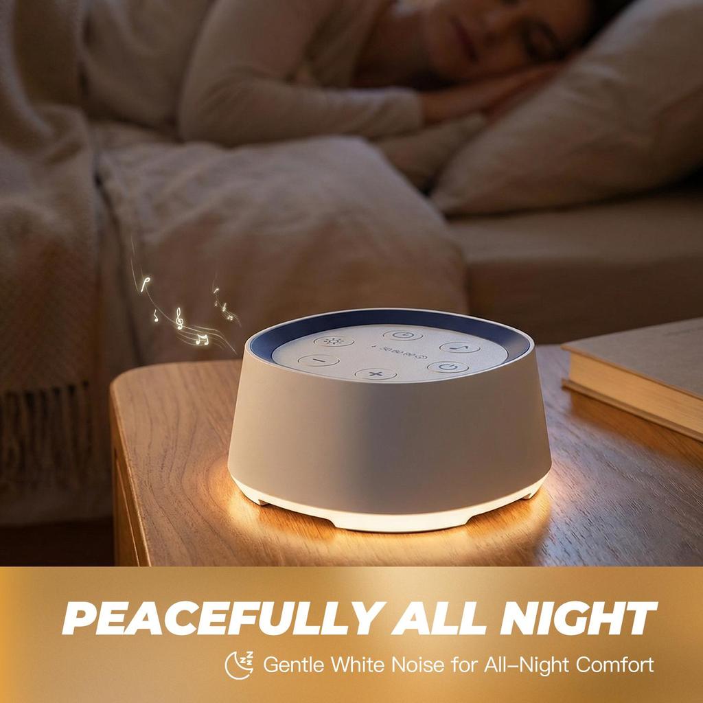 White Noise Machine 30 Soothing Sounds Night Light Timer Rechargeable for Sleep Focus