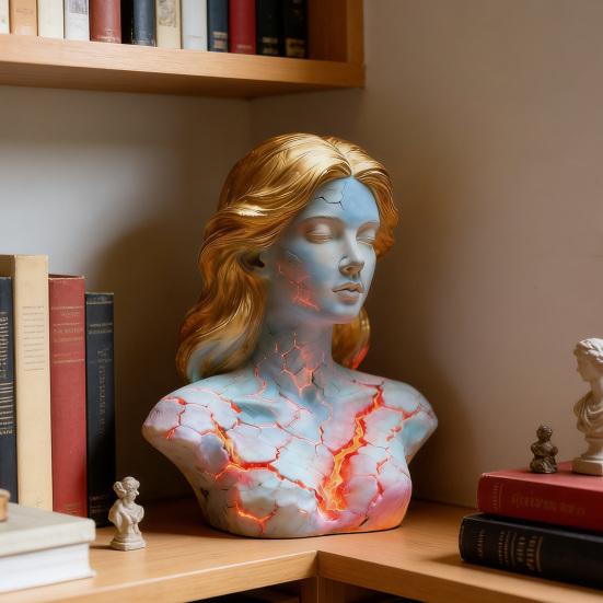Пылающая Дева Фигурка Пламенная Девушка Бюст Статуя Смола Скульптура Дом Офис Настольная Художественная Декорация Орнамент
