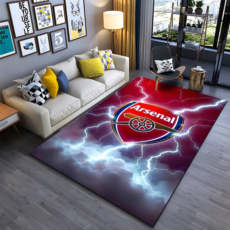 "Arsenal Logo Carpet with Lightning Design for Living Room Decor" Suitable for use as an anti-slip for living room bedroom sofas