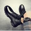 Martin Boots Men's Spring 2025 New High-top British Style Black Tooling Motorcycle Leather Boots Spring and Autumn Casual Leather Shoes
