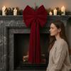 Holiday Party Ornament Large Burgundy Velvet Bow, Giant Hanging Wall Decor for Decorations Wedding Backdrop, Christmas Tree Topper, Bridal Shower