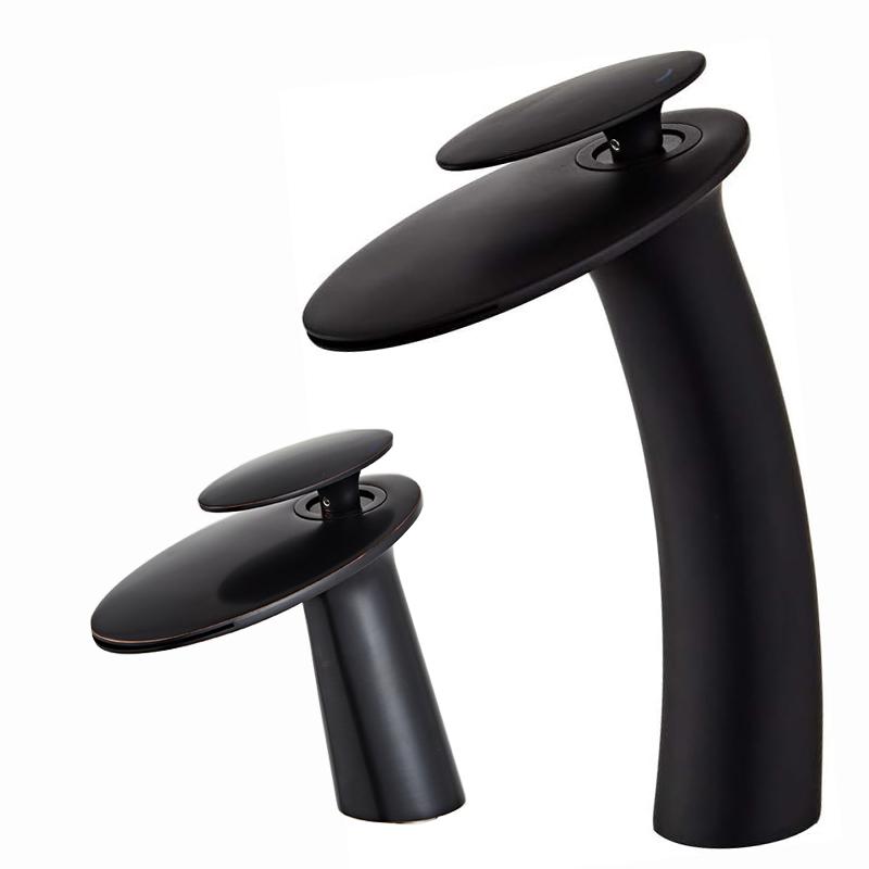 BAKALAWaterfall Wash Basin Brass High And Low Faucet Black Hot And Cold Toilet Wash Basin Bathroom Home